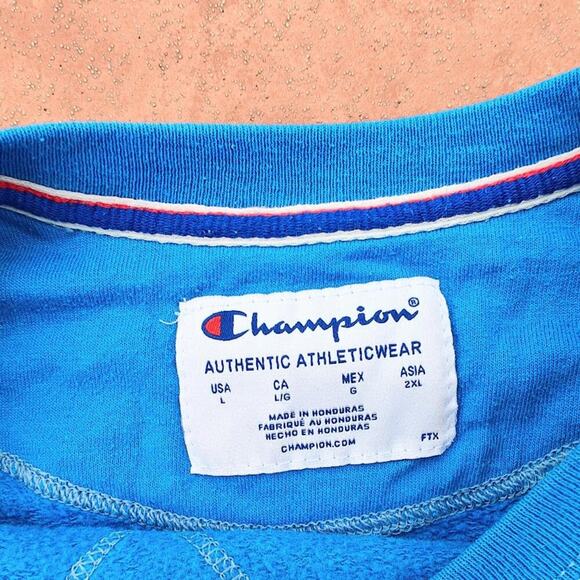 Champion Blue Crewneck Sweatshirt Men’s Large Athletic Pullover Vintage Look - Picture 3 of 4